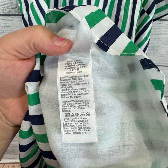 J.Crew Factory Plus Size Green Blue Striped Ruffle Tiered Maxi Dress Size 2X - Picture 9 of 9